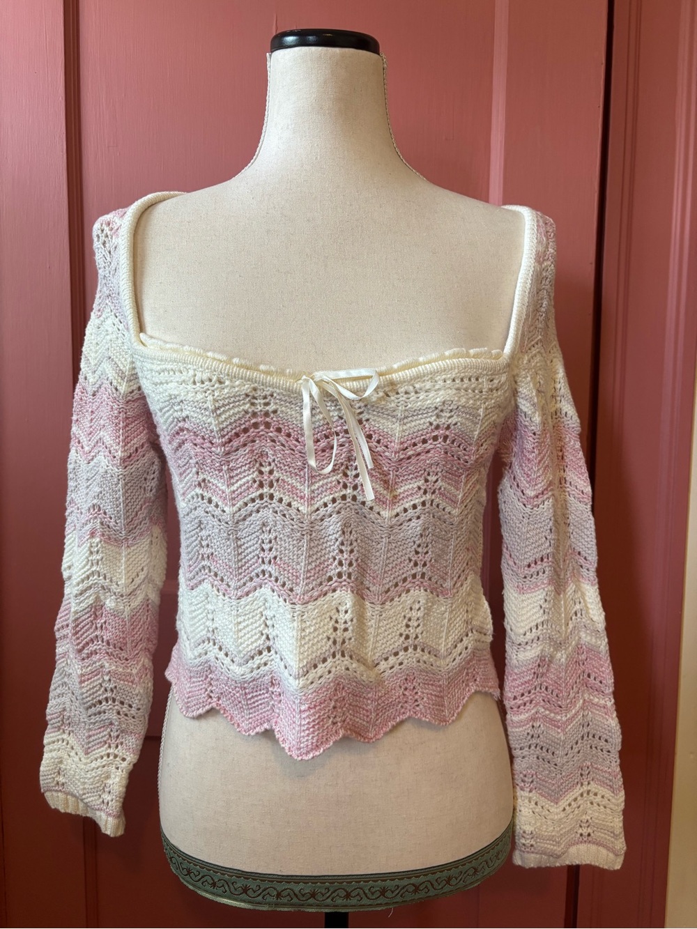 UO • Blaire Crochet Square Neck Sweater